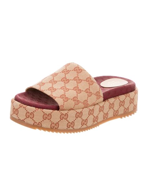 gucci angelina gg logo platform slides sandals|Gucci canvas slide sandals.